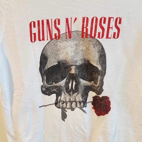 Guns N Roses band tee graphic skull rose grunge rock punk size XL white black - Picture 2 of 5